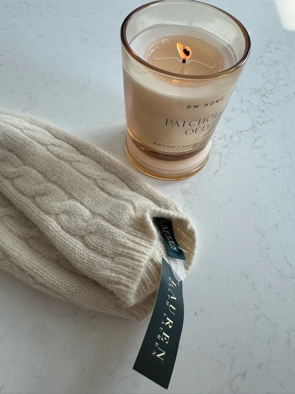 Ralph Lauren Cream Cable-Knit Long Gloves